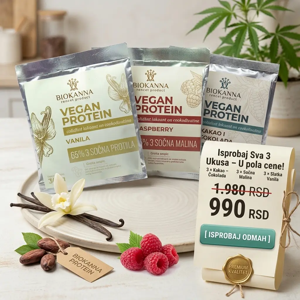 Biokanna Vegan Protein 65% – paket tri ukusa